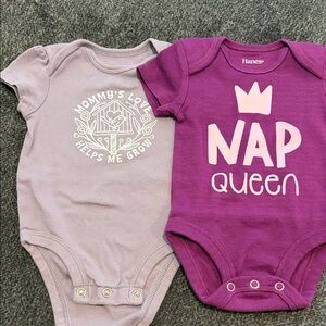 Carter's & Hanes Two-Pack Baby Bodysuits - Purple & Light Purple